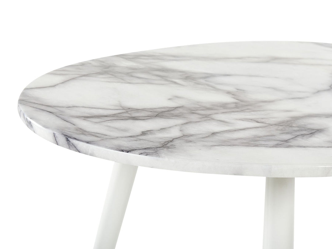 Aleksandra Oval Dining Table 120 x 70 cm Marble Effect and White