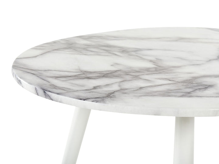 Aleksandra Oval Dining Table 120 x 70 cm Marble Effect and White