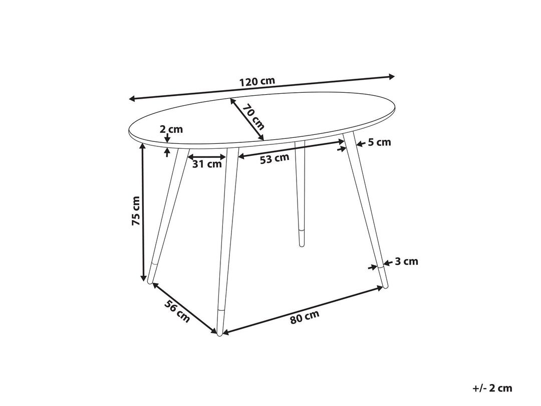 Aleksandra Oval Dining Table 120 x 70 cm Marble Effect and White