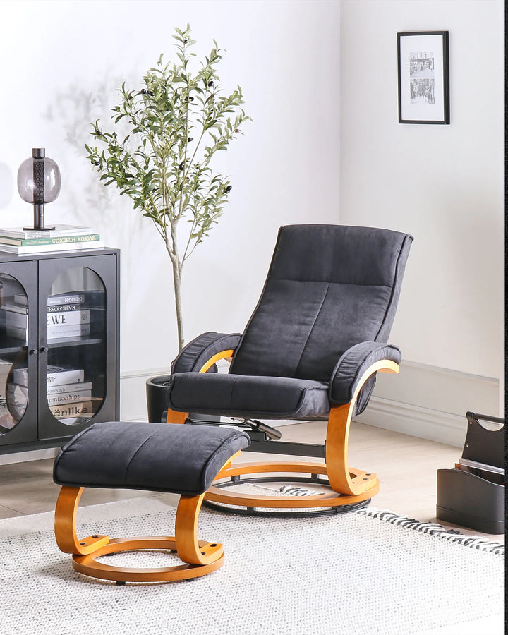 Hero Massage Chair with Footstool Fabric Black