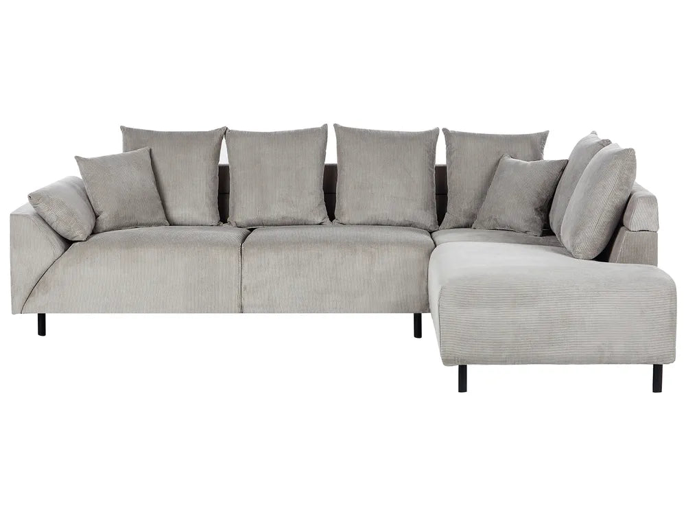 Corner Sofa 4 Seater LUNNER Corduroy Light Grey Left Hand