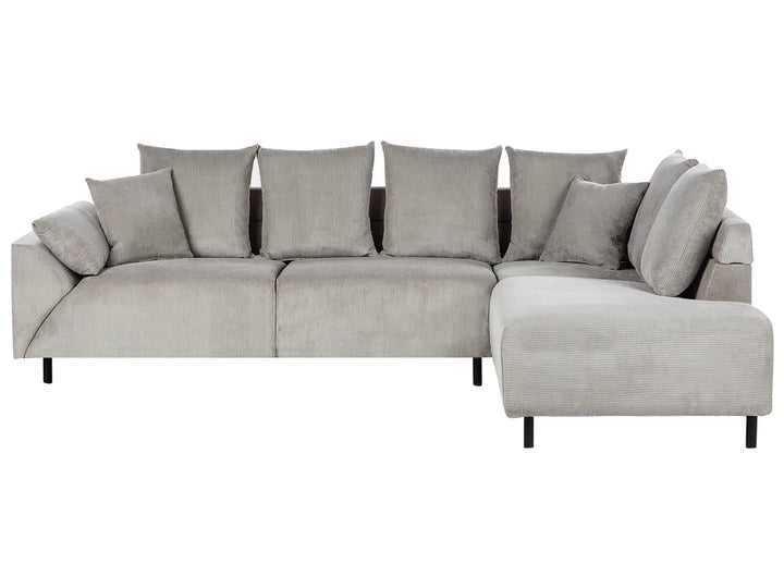 Corner Sofa 4 Seater LUNNER Corduroy Light Grey Left Hand