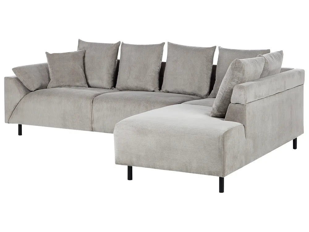 Corner Sofa 4 Seater Corduroy Light Grey Left Hand Lippa