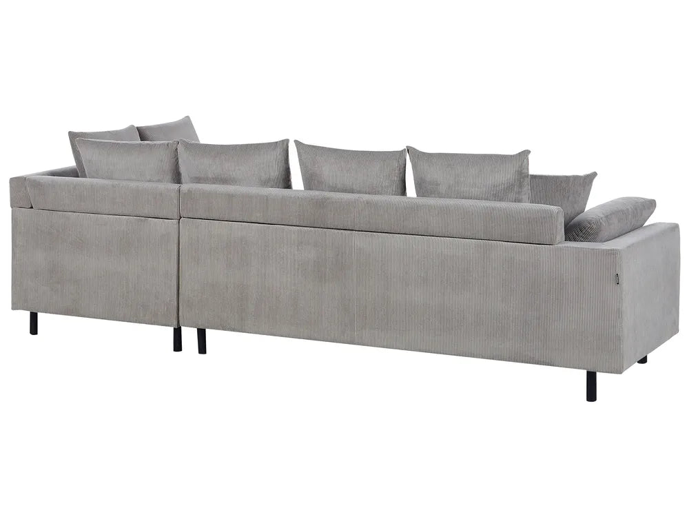 Corner Sofa 4 Seater Corduroy Light Grey Left Hand Lippa