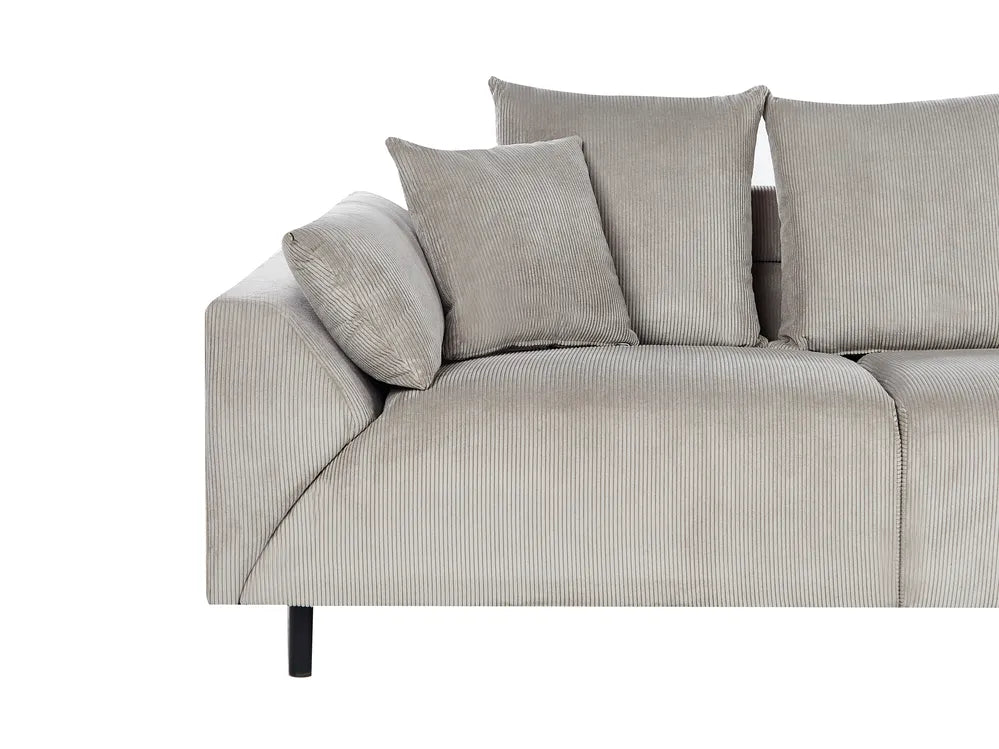 Corner Sofa 4 Seater Corduroy Light Grey Left Hand Lippa