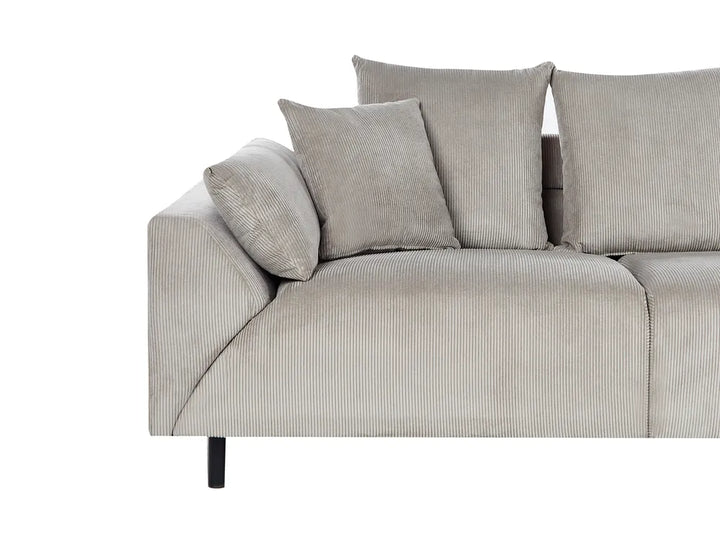 Corner Sofa 4 Seater Corduroy Light Grey Left Hand Lippa