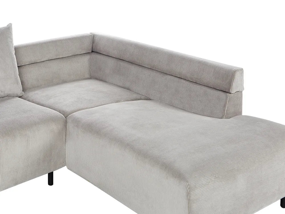 Corner Sofa 4 Seater Corduroy Light Grey Left Hand Lippa