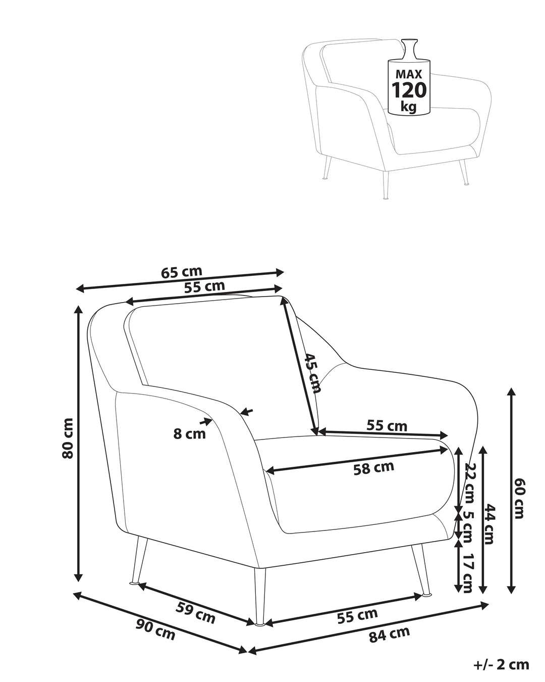 Armchair Chenille White Momence