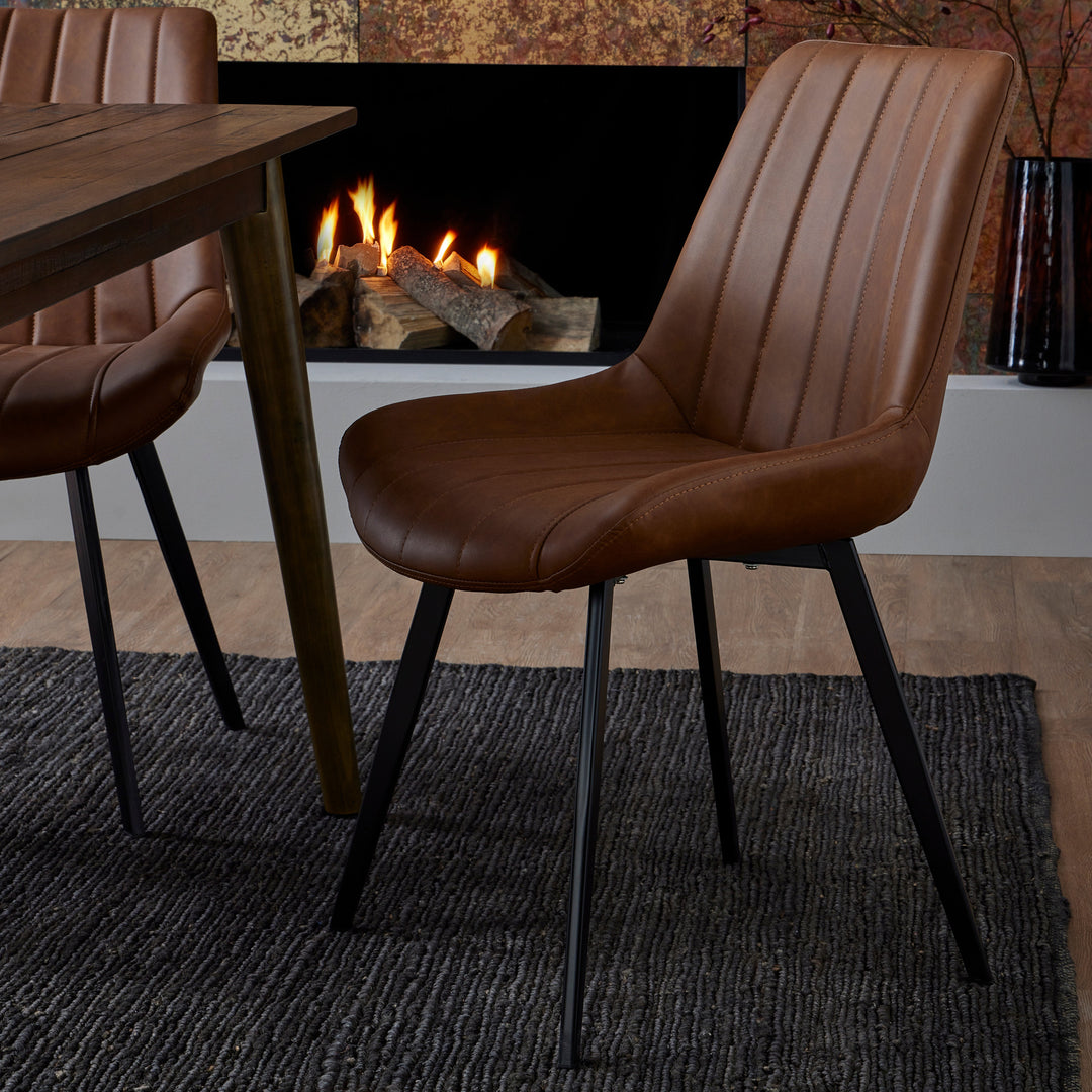 Malmo Tan Brown Faux Leather Dining Chair
