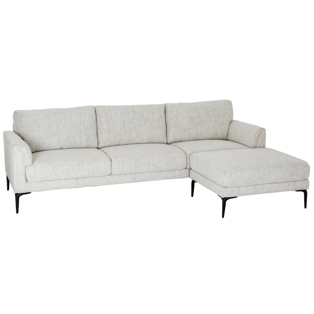 Modern three-seater sofa and footstool set