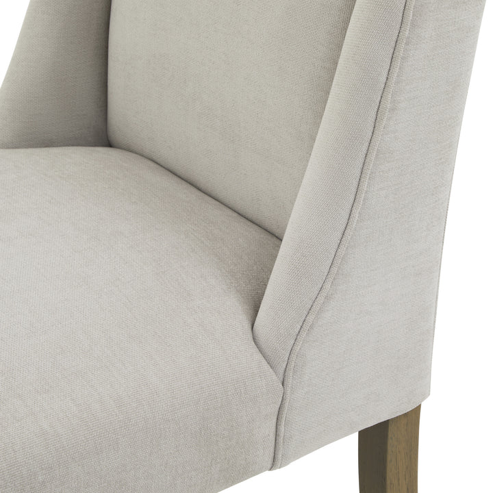 Light grey dining chair with woven upholstery