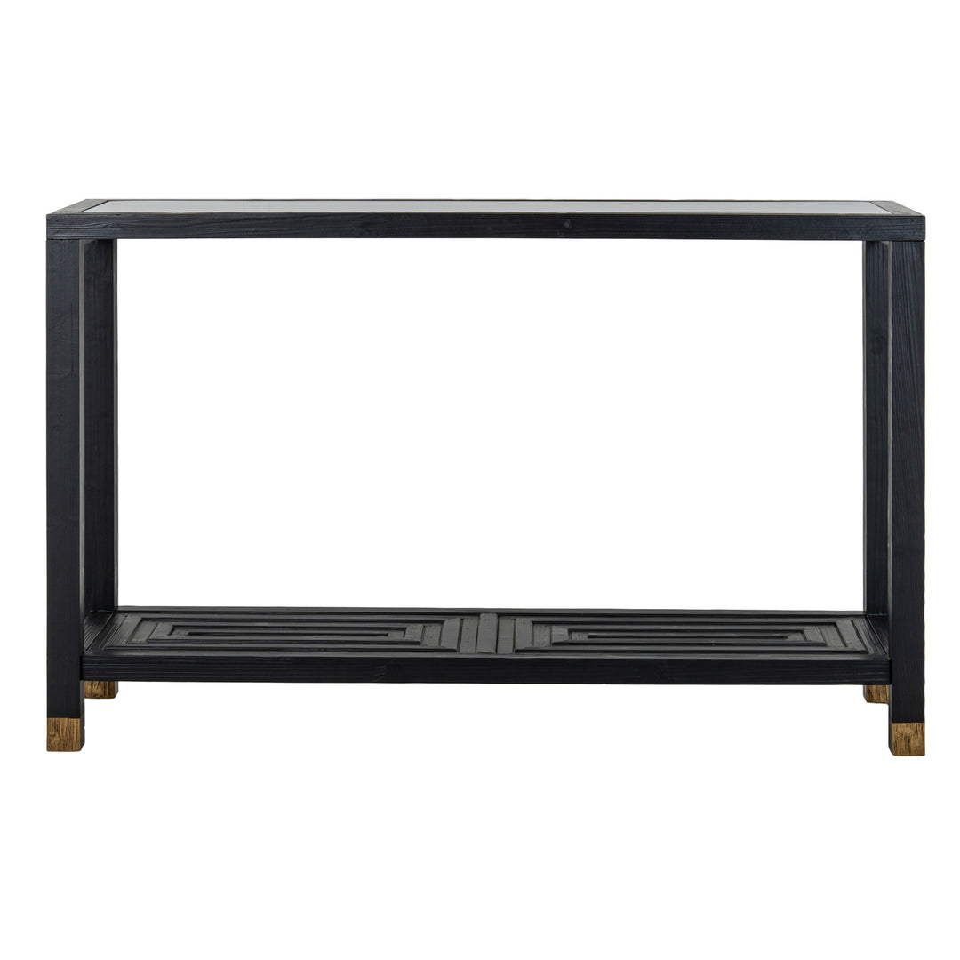 Black console table with matte finish
