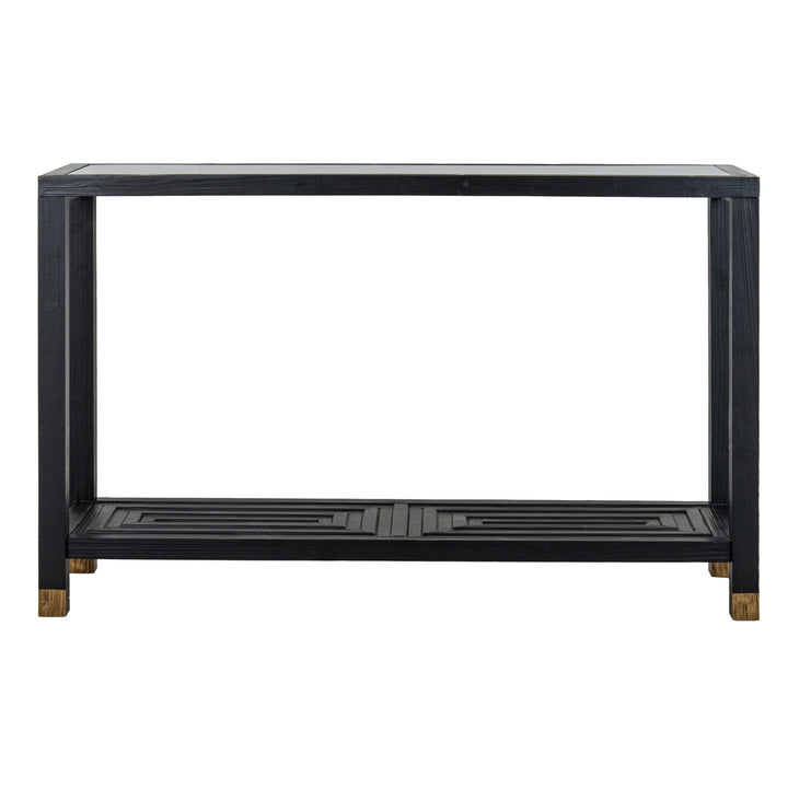 Black console table with matte finish