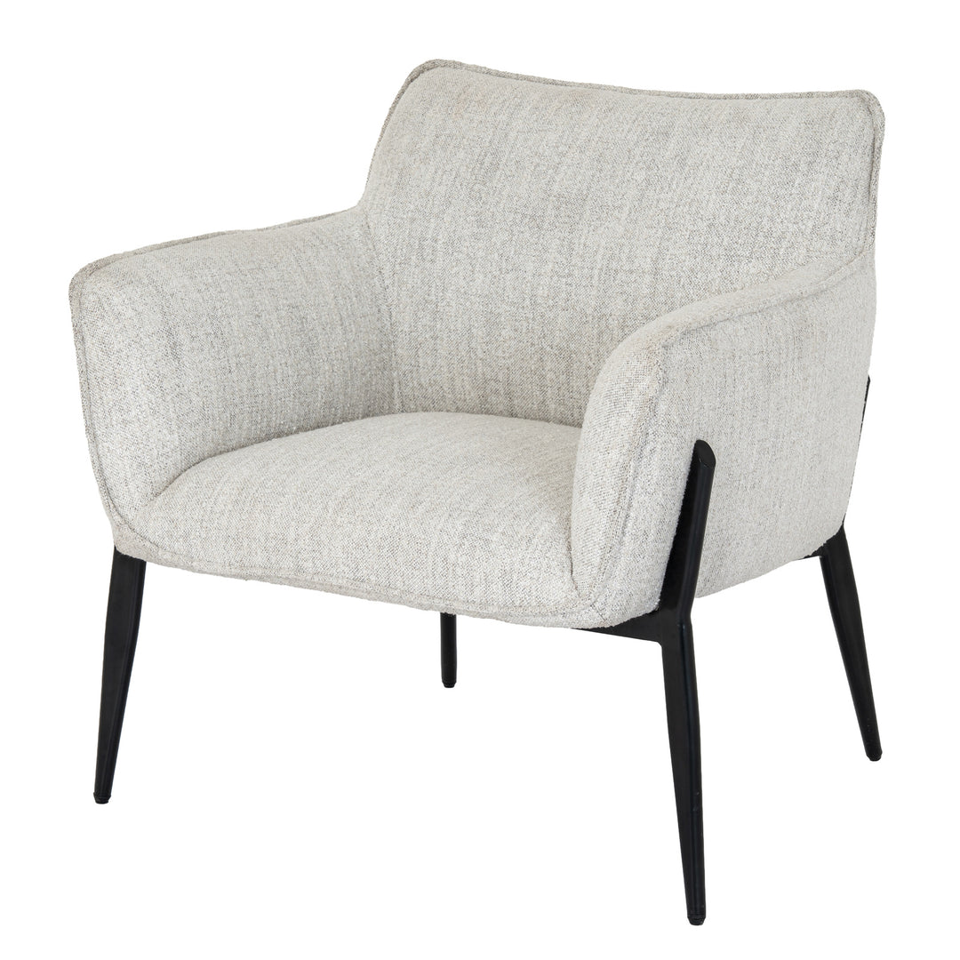 Gray armchair with black legs on a white background