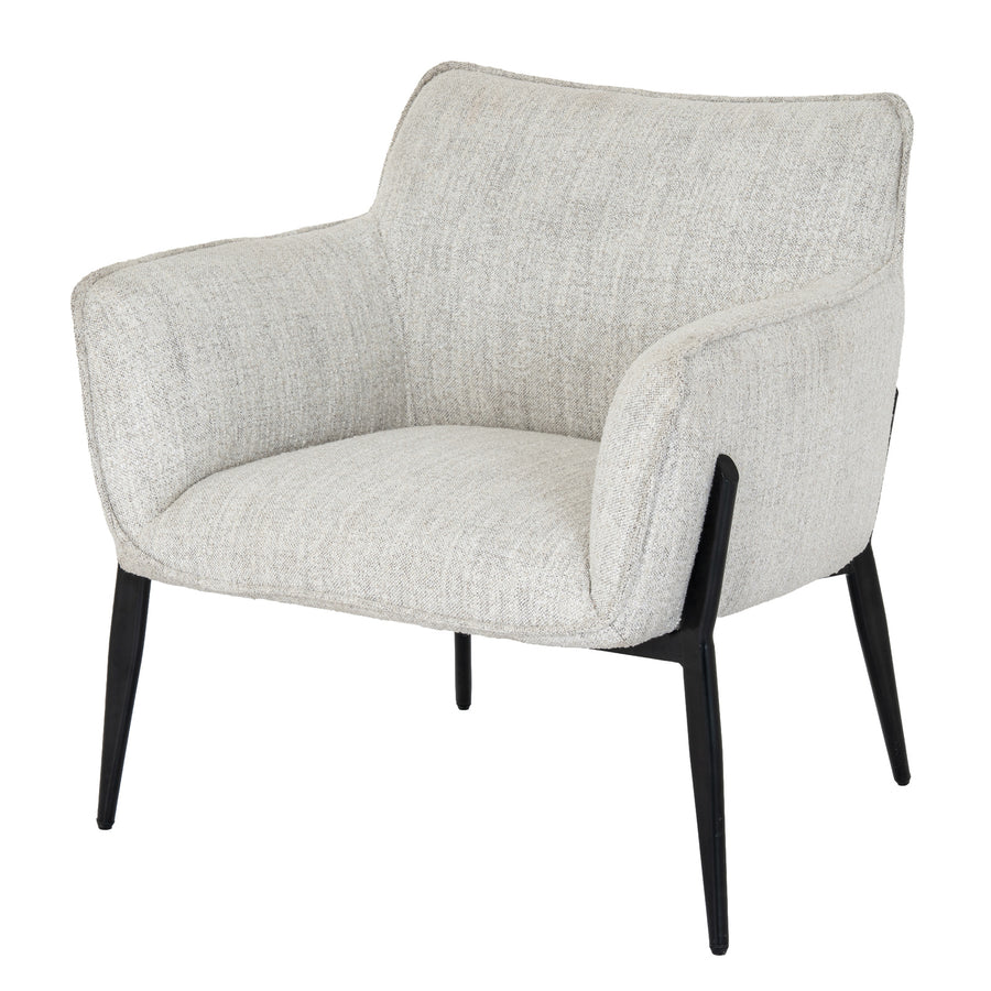 Gray armchair with black legs on a white background
