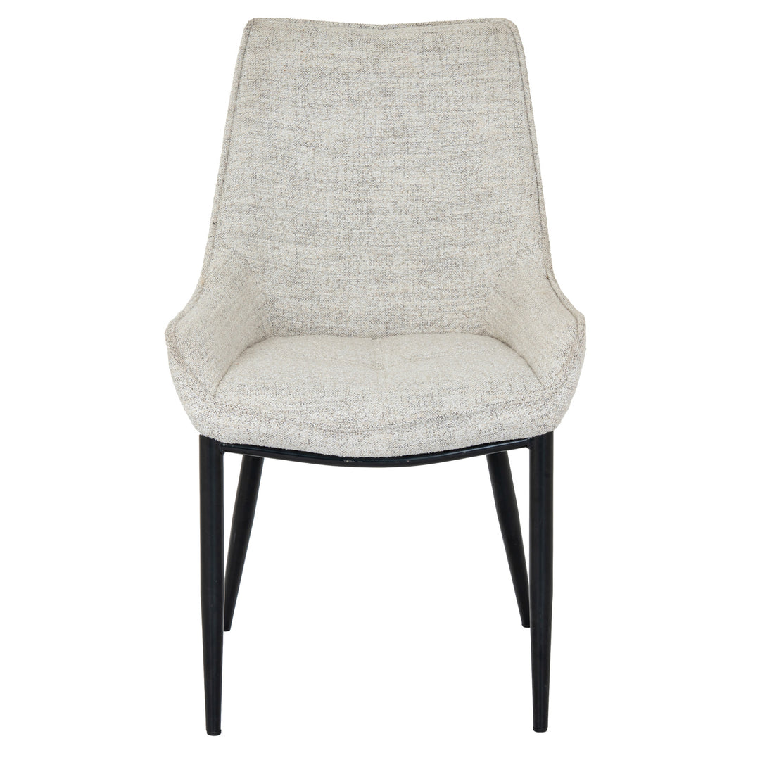 Chair with textured gray cushioned seat and backrest on a white background