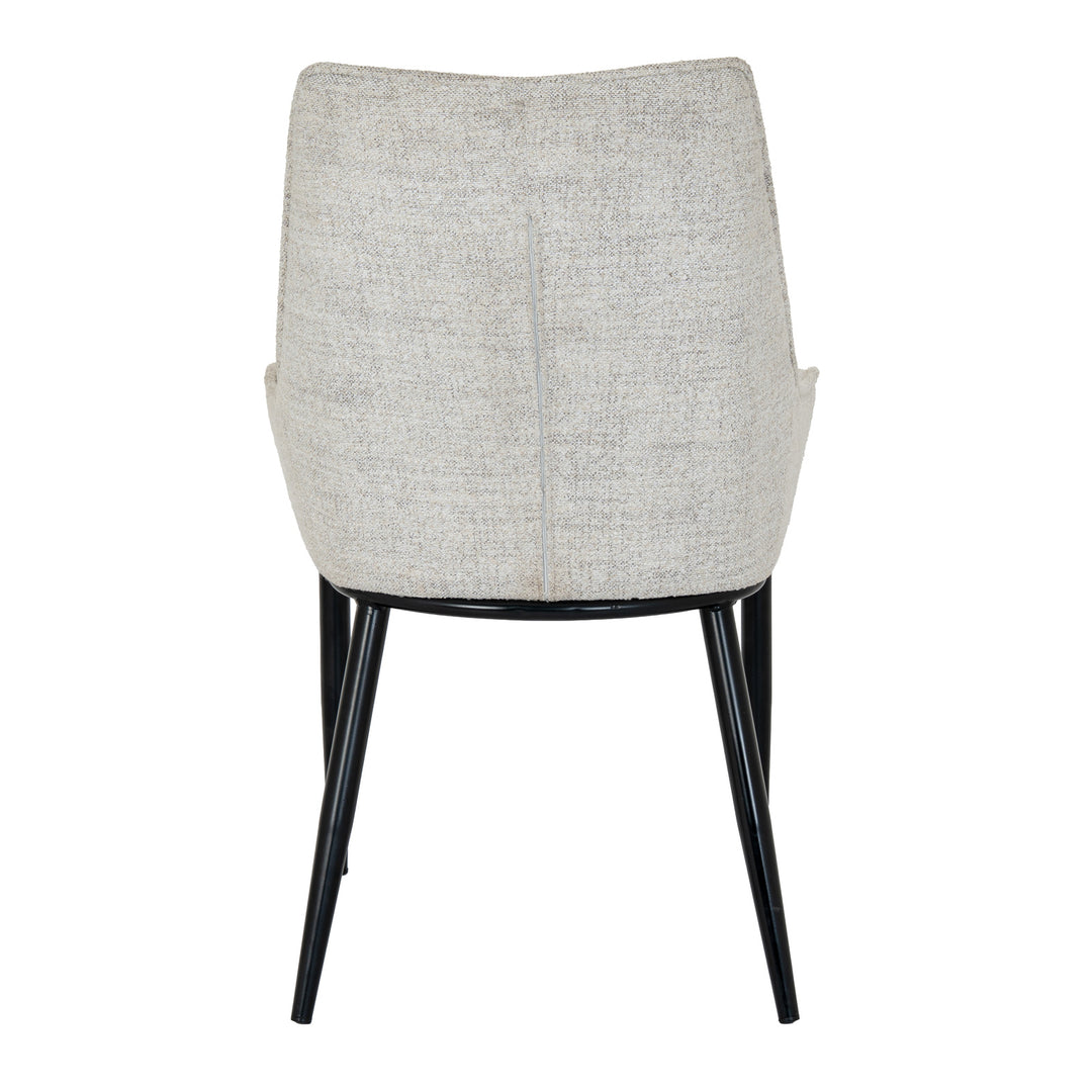 Chair with gray cushioned backrest and black legs on a white background
