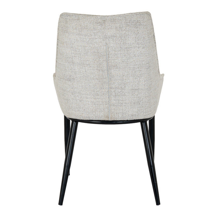 Chair with gray cushioned backrest and black legs on a white background
