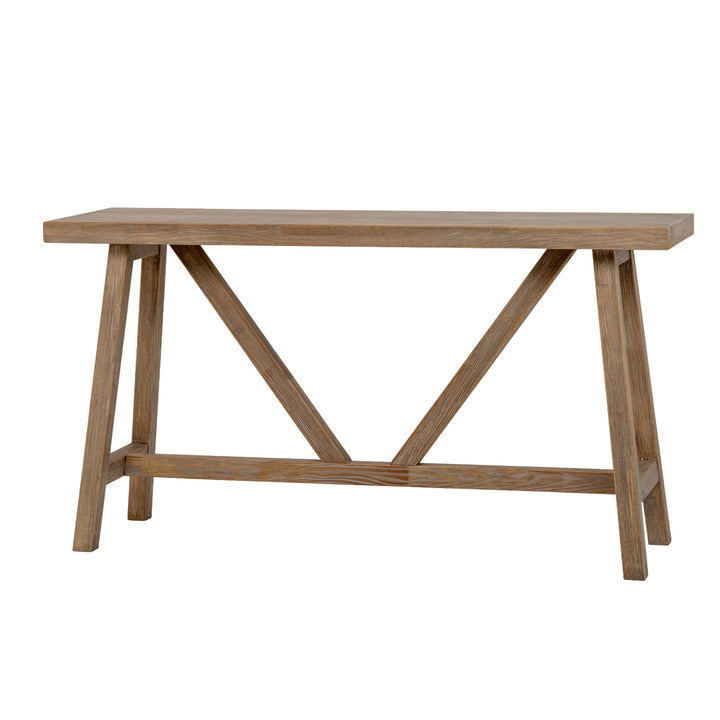 Wooden table with a white background