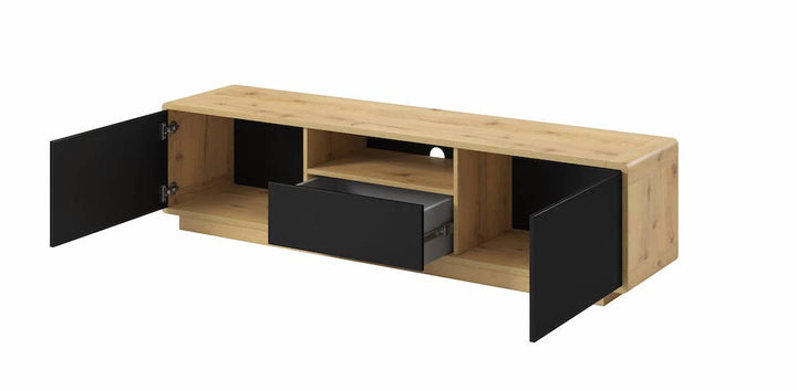 Aston 39 TV Cabinet Black Matt Oak Torus  W180cm x H44cm x D40cm