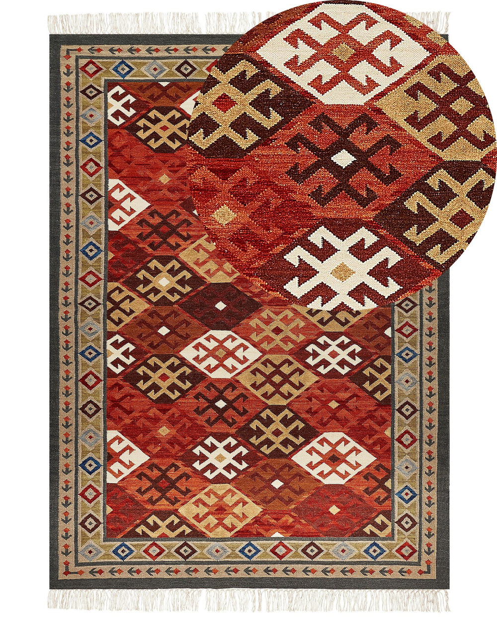 Urtsadzor Wool Kilim Area Rug 200 x 300 cm Multicolour