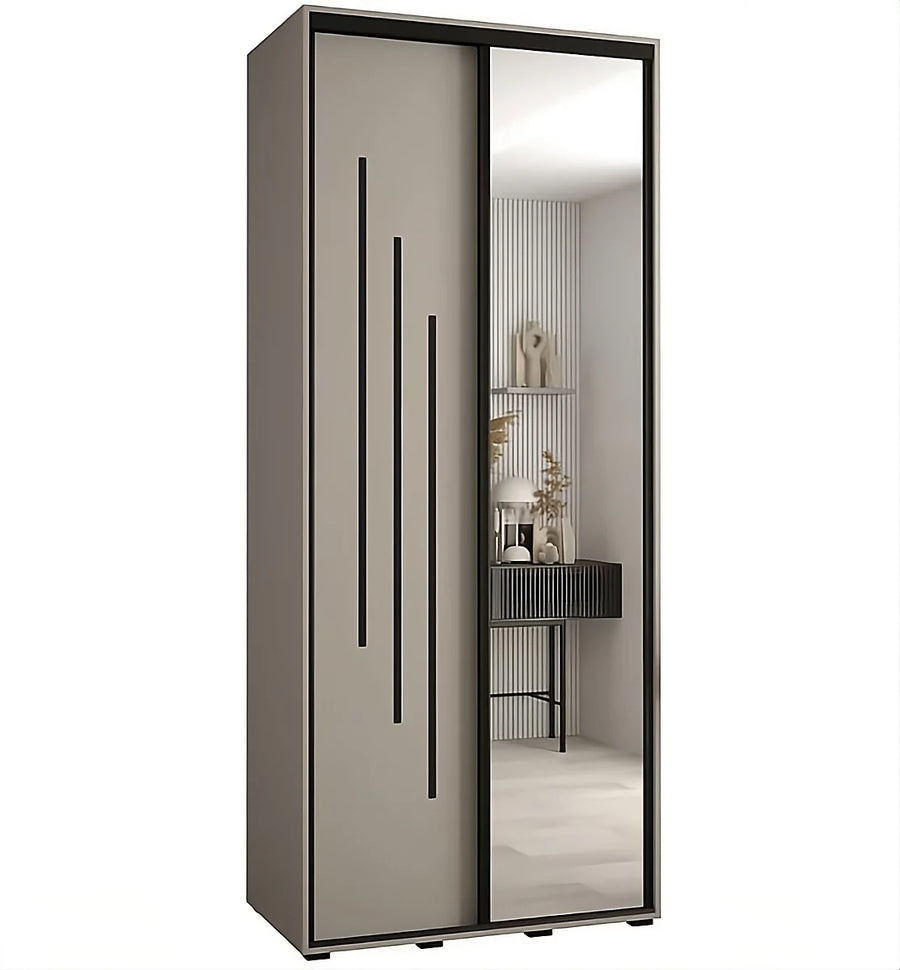 Dakota IX Elegant  Sliding Door Wardrobe - Space-Saving Storage with Mirrored Door Hanging Rails Shelves
