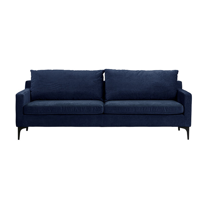 Navy blue sofa on a white background
