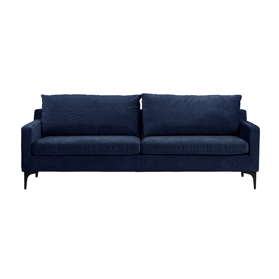 Navy blue sofa on a white background