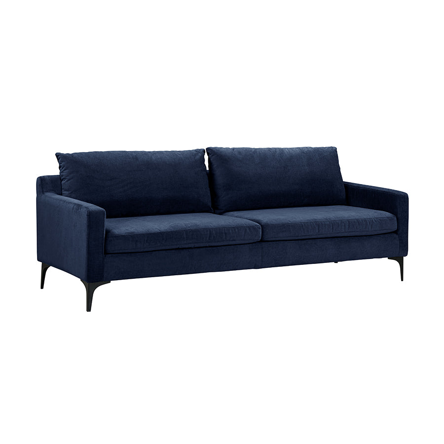 Navy blue sofa on a white background