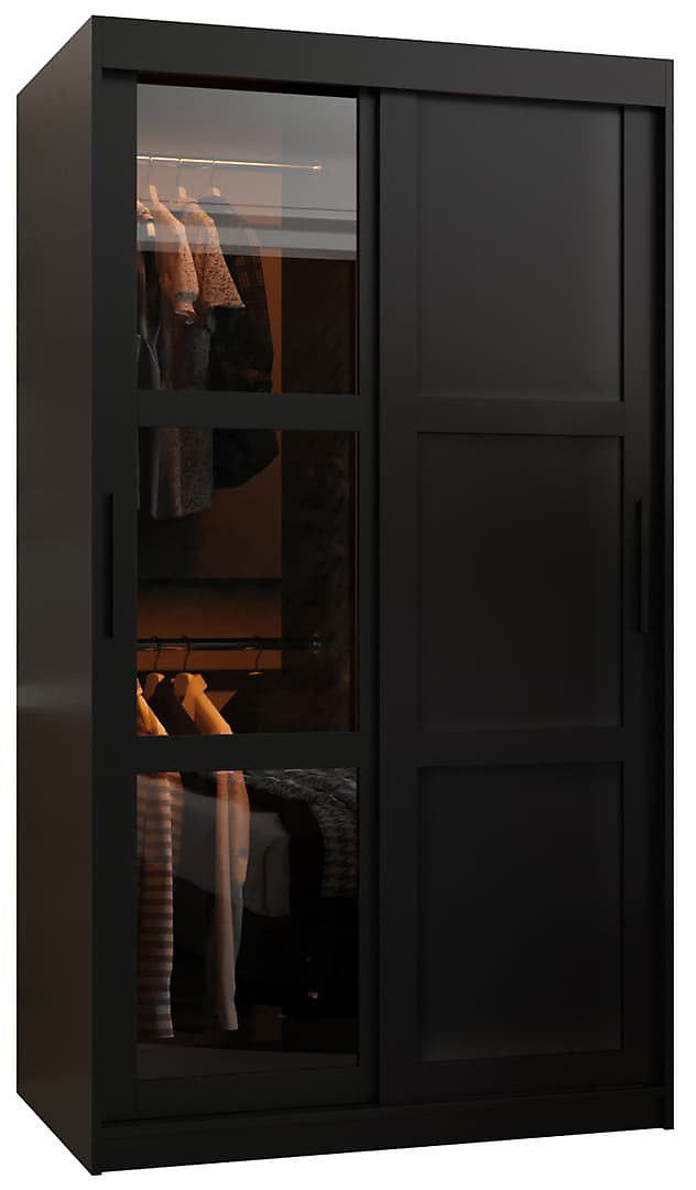 Parma III Sliding Door Wardrobe with Shelves - Black Matt