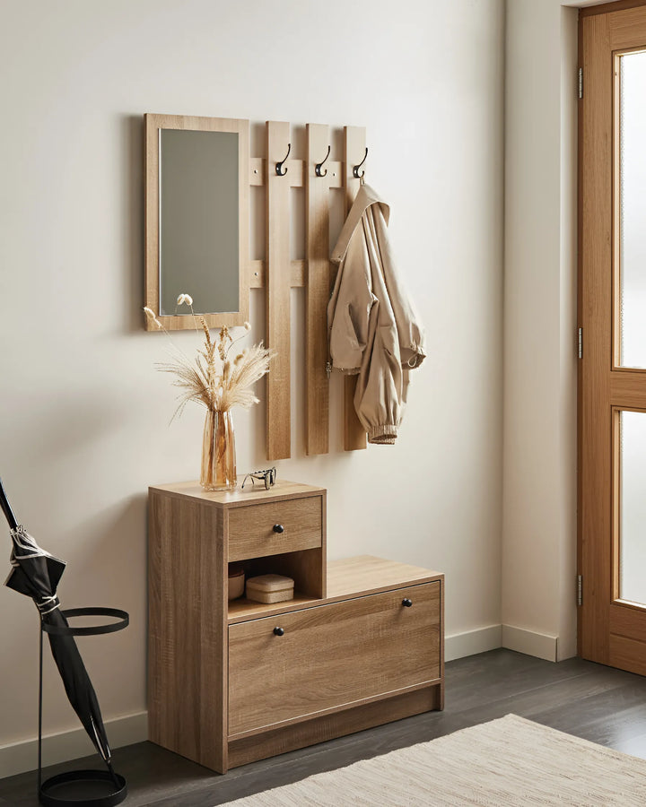 Hallway Shoe Cabinet Set Light Brown Capri