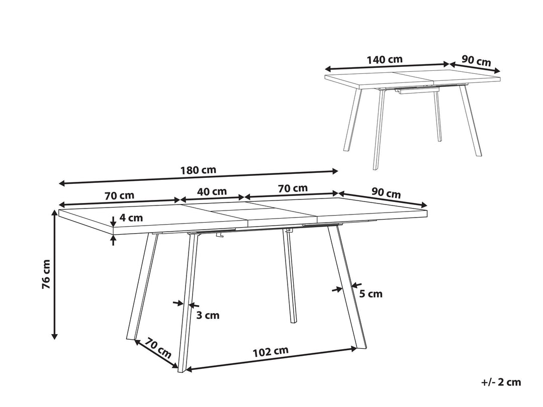 Cilegon Extending Dining Table 140/180 x 90 cm Light Wood and Black