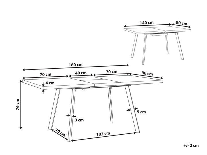 Cilegon Extending Dining Table 140/180 x 90 cm Light Wood and Black