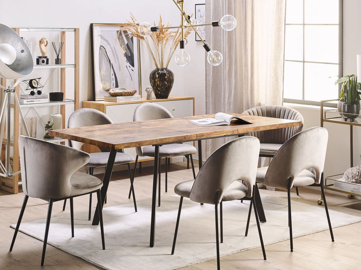 Harlow Extending Dining Table 140/180 x 90 cm Light Wood and Black