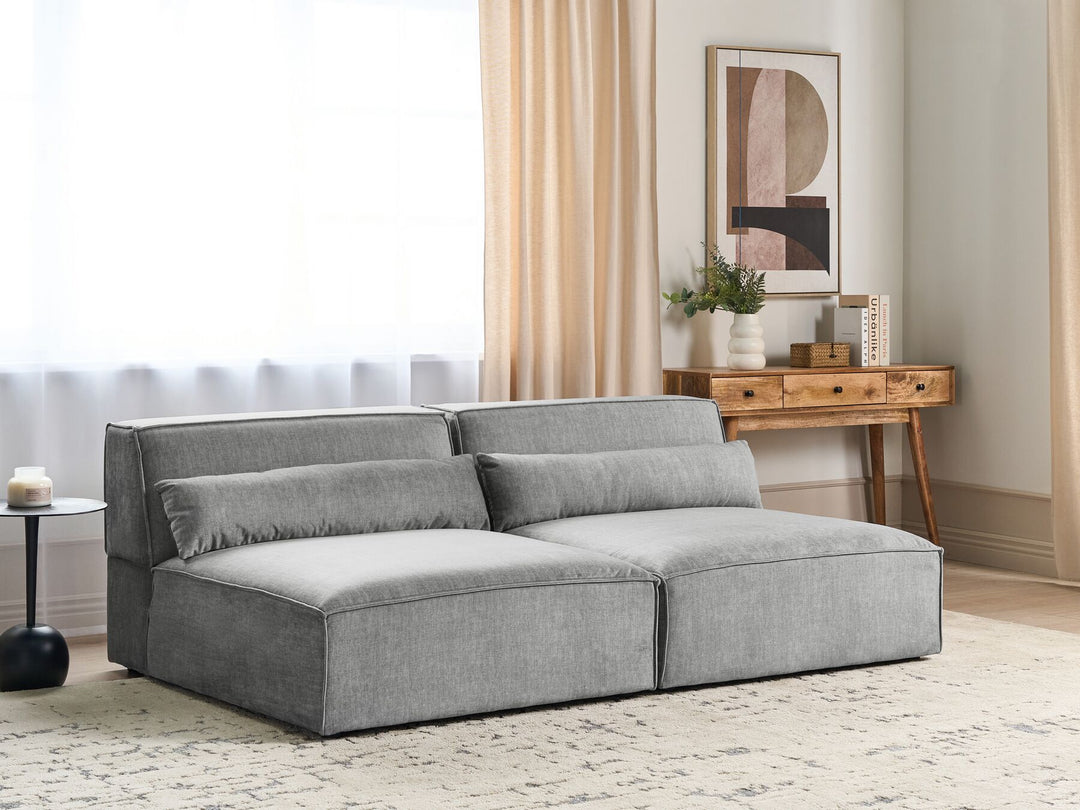 Hellnar 2 Seater Modular Armless Fabric Sofa Grey