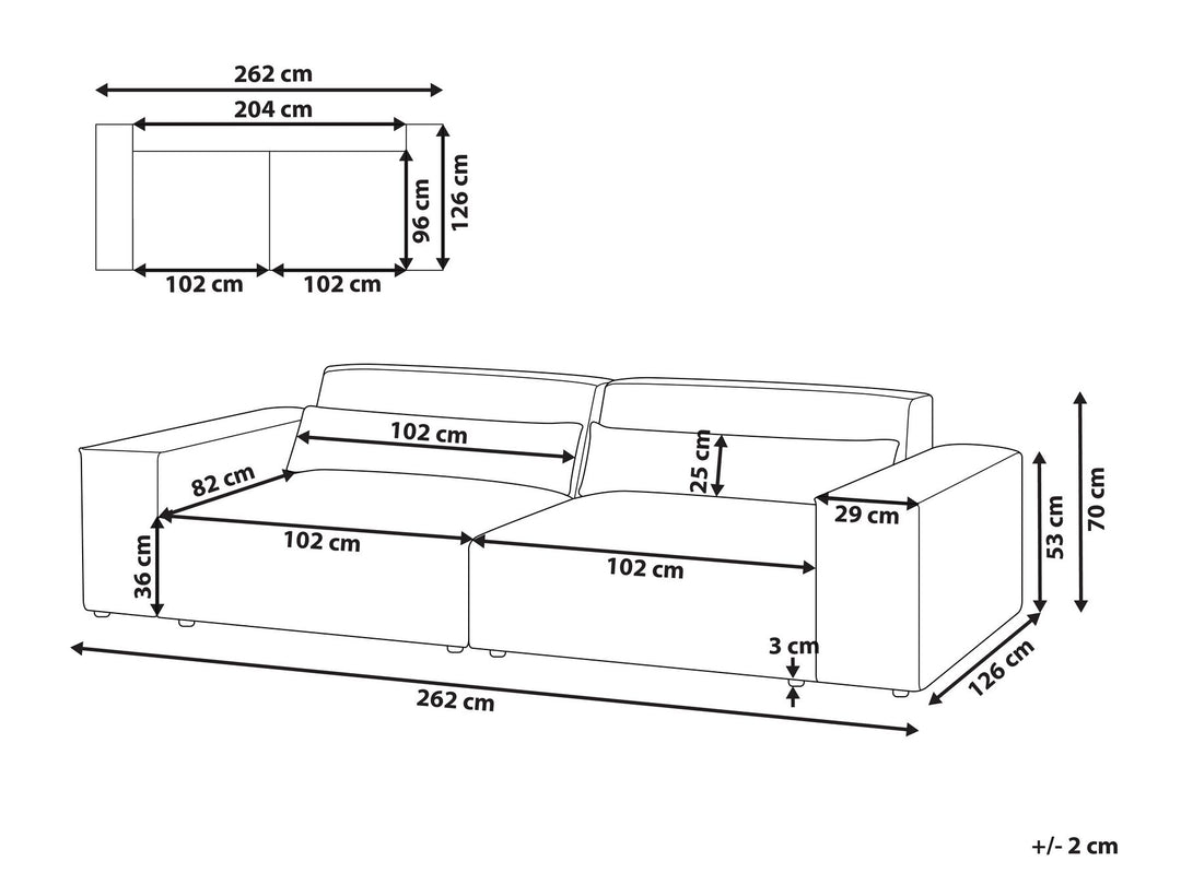 Hellnar 2 Seater Modular Fabric Sofa Brown