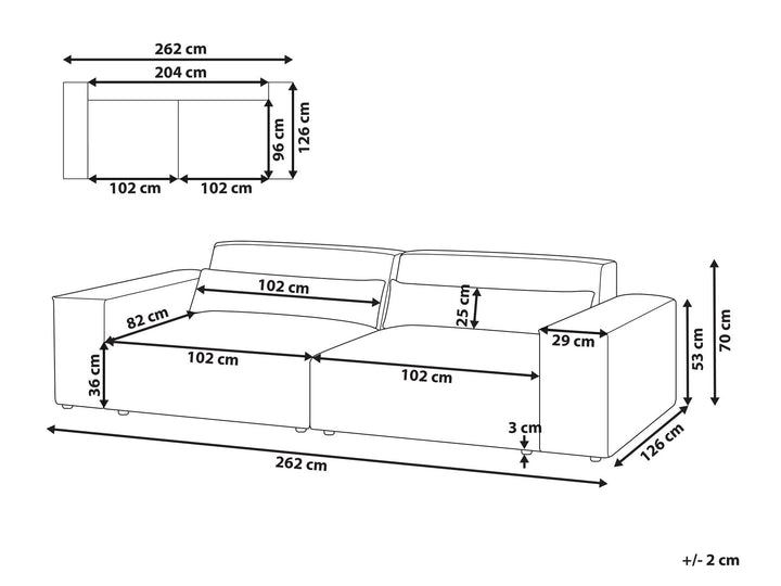 Hellnar 2 Seater Modular Fabric Sofa Brown