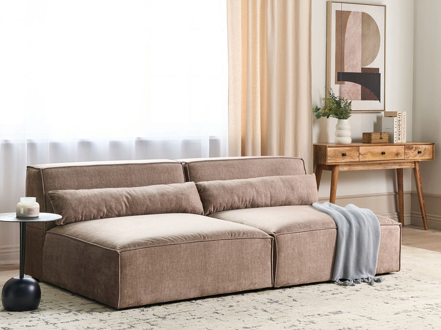 Hellnar 2 Seater Modular Armless Fabric Sofa Brown