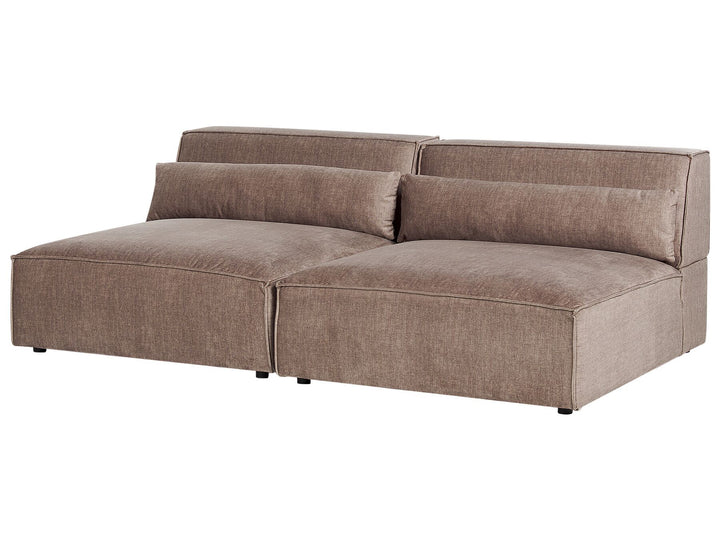 Hellnar 2 Seater Modular Armless Fabric Sofa Brown