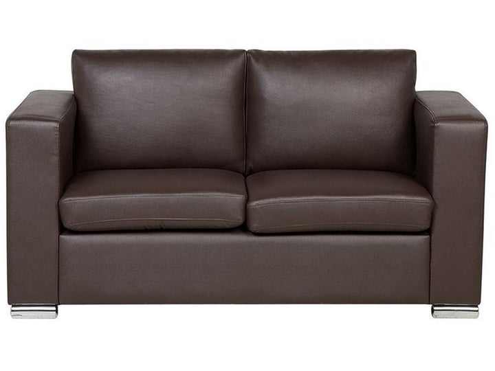 Helsinki 2 Seater Leather Sofa Brown