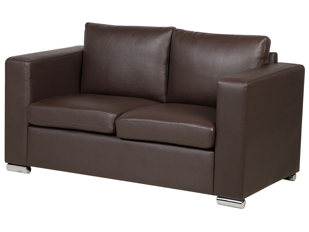 Helsinki 2 Seater Leather Sofa Brown