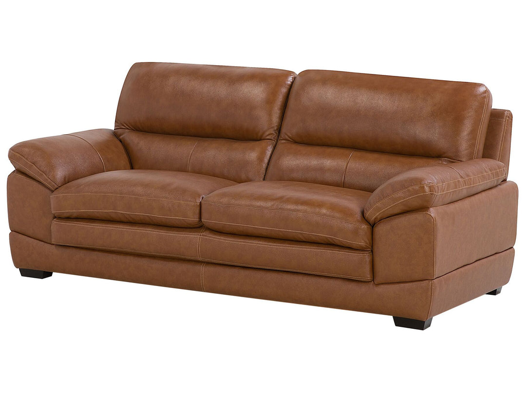 Horten 3 Seater Leather Sofa Golden Brown