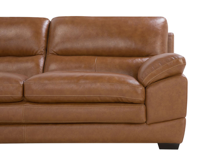 Horten 3 Seater Leather Sofa Golden Brown