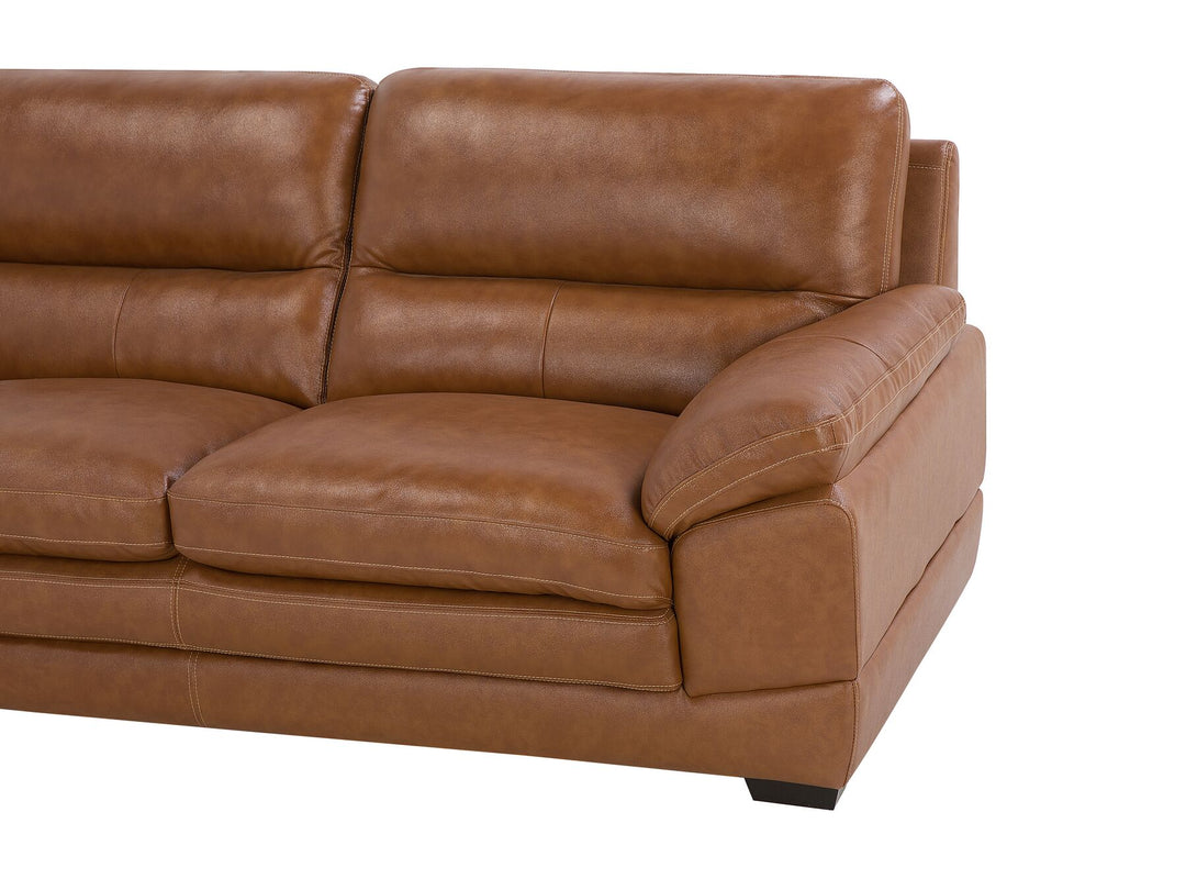 Horten 3 Seater Leather Sofa Golden Brown