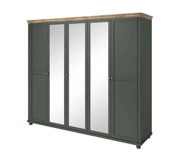 Evora 21 Hinged Wardrobe - Green & Oak Lefkas Harmony