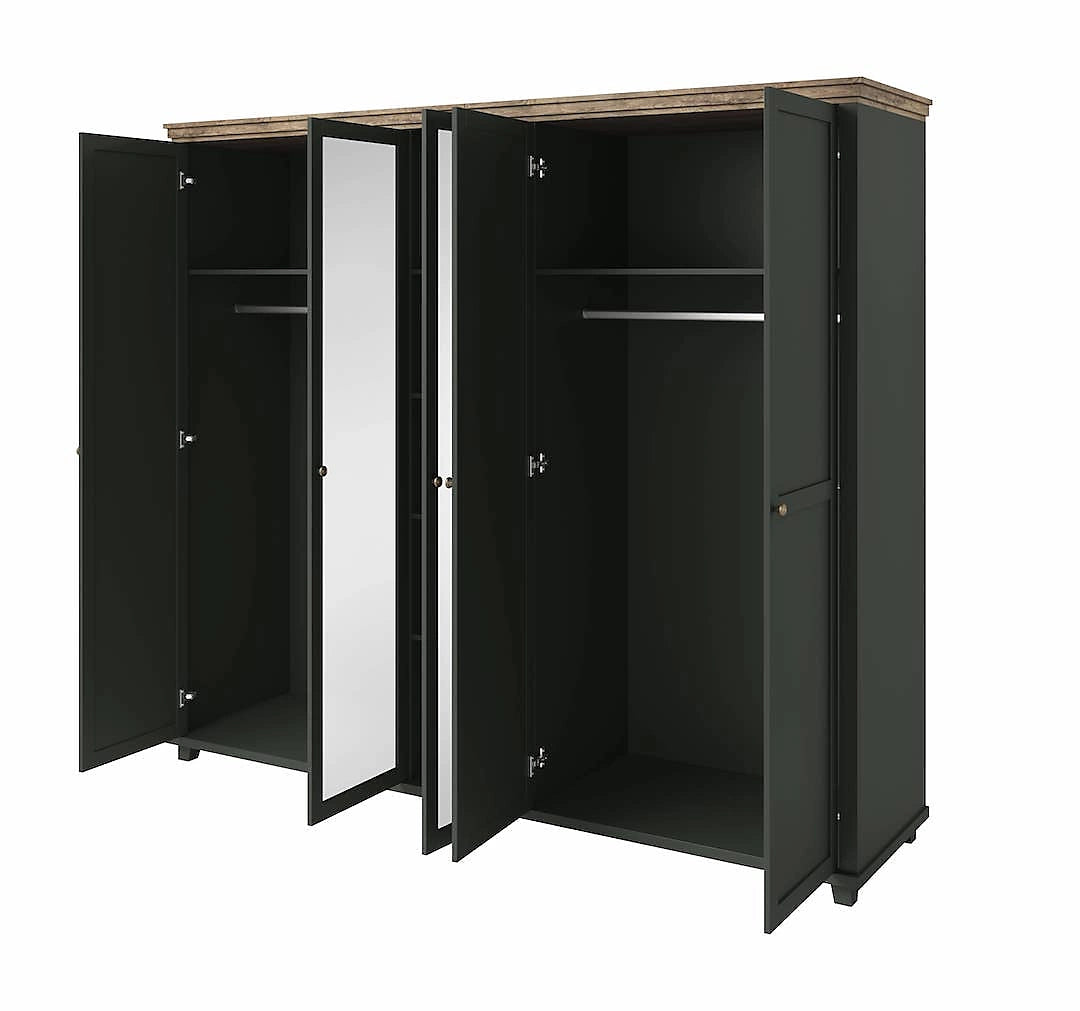 Evora 21 Hinged Wardrobe - Green & Oak Lefkas Harmony