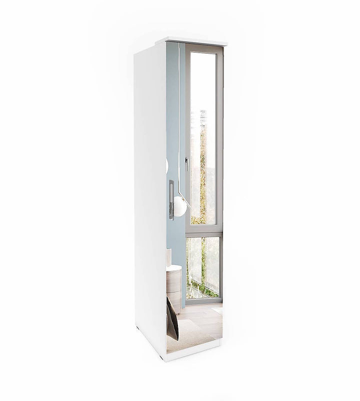 Optima 57 Hinged Wardrobe - Sleek White Gloss with Mirrored Front