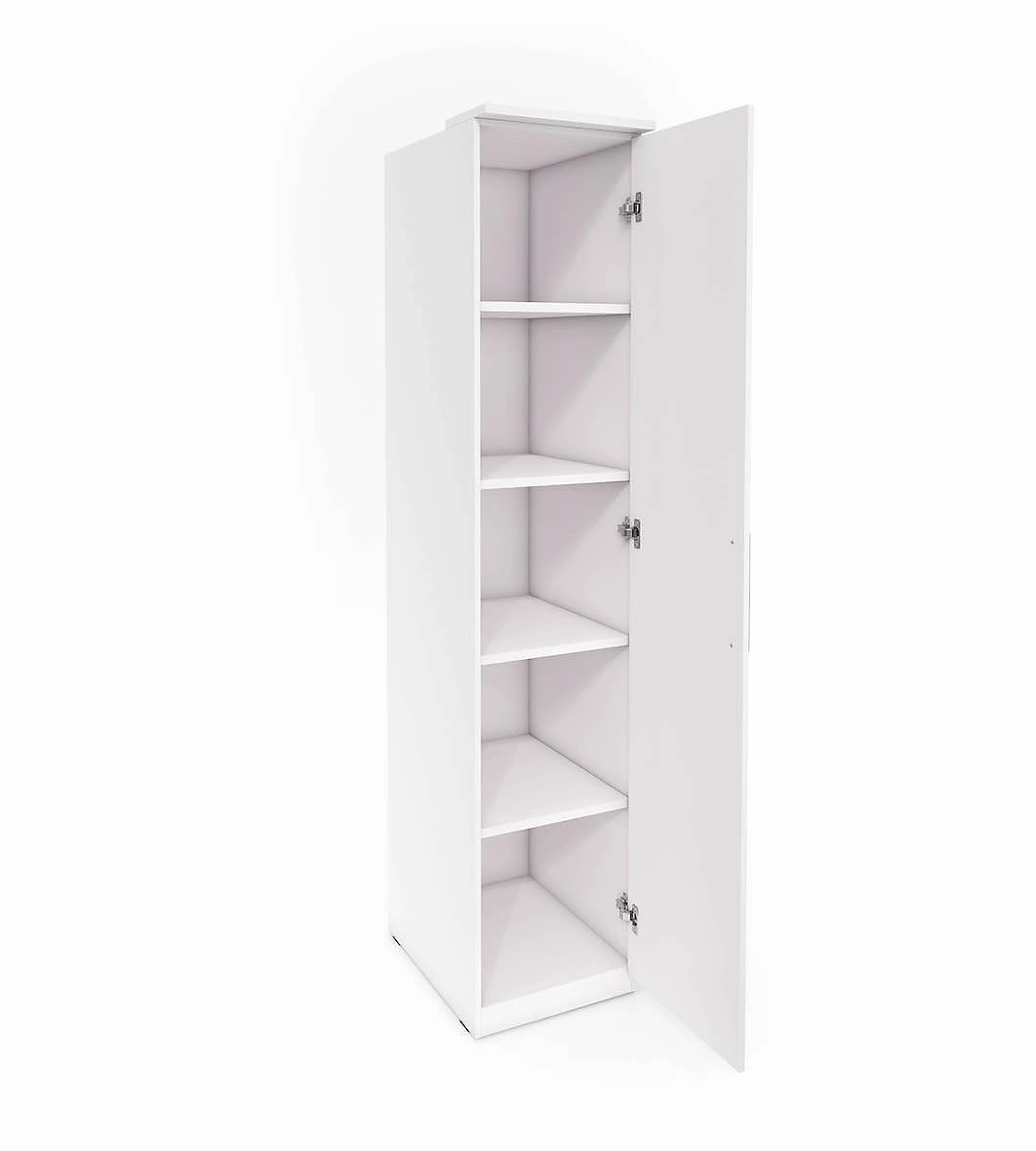 Optima 57 Hinged Wardrobe - Sleek White Gloss with Mirrored Front