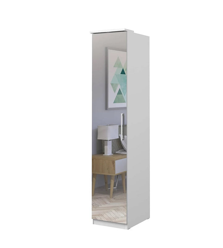 Optima 57 Hinged Wardrobe - Sleek White Gloss with Mirrored Front