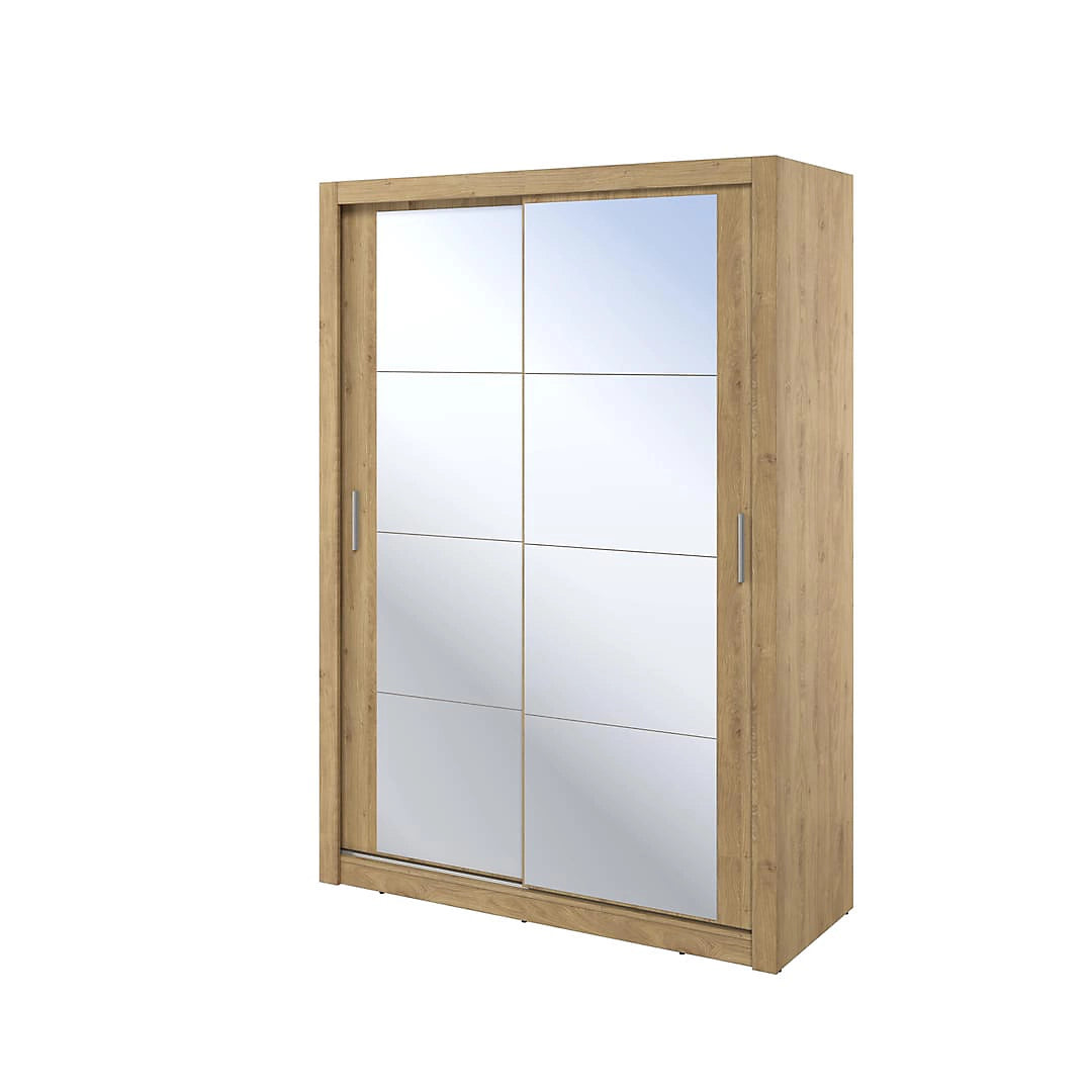 Elegant Oak Shetland Lux 18 Sliding Door Wardrobe with Mirrored Panels